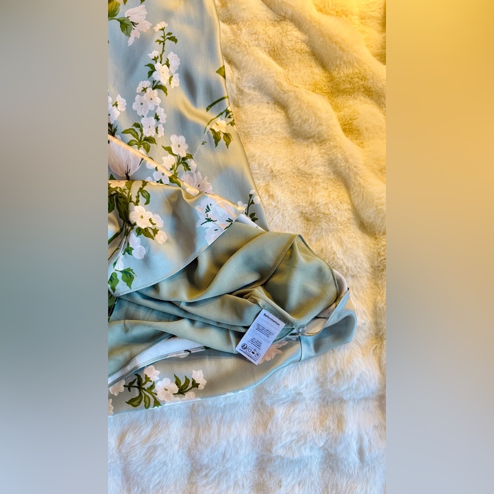Reformation Anaiis Silk Dress In Tarragon, brand new, never worn, no flaws. - Picture 15 of 16